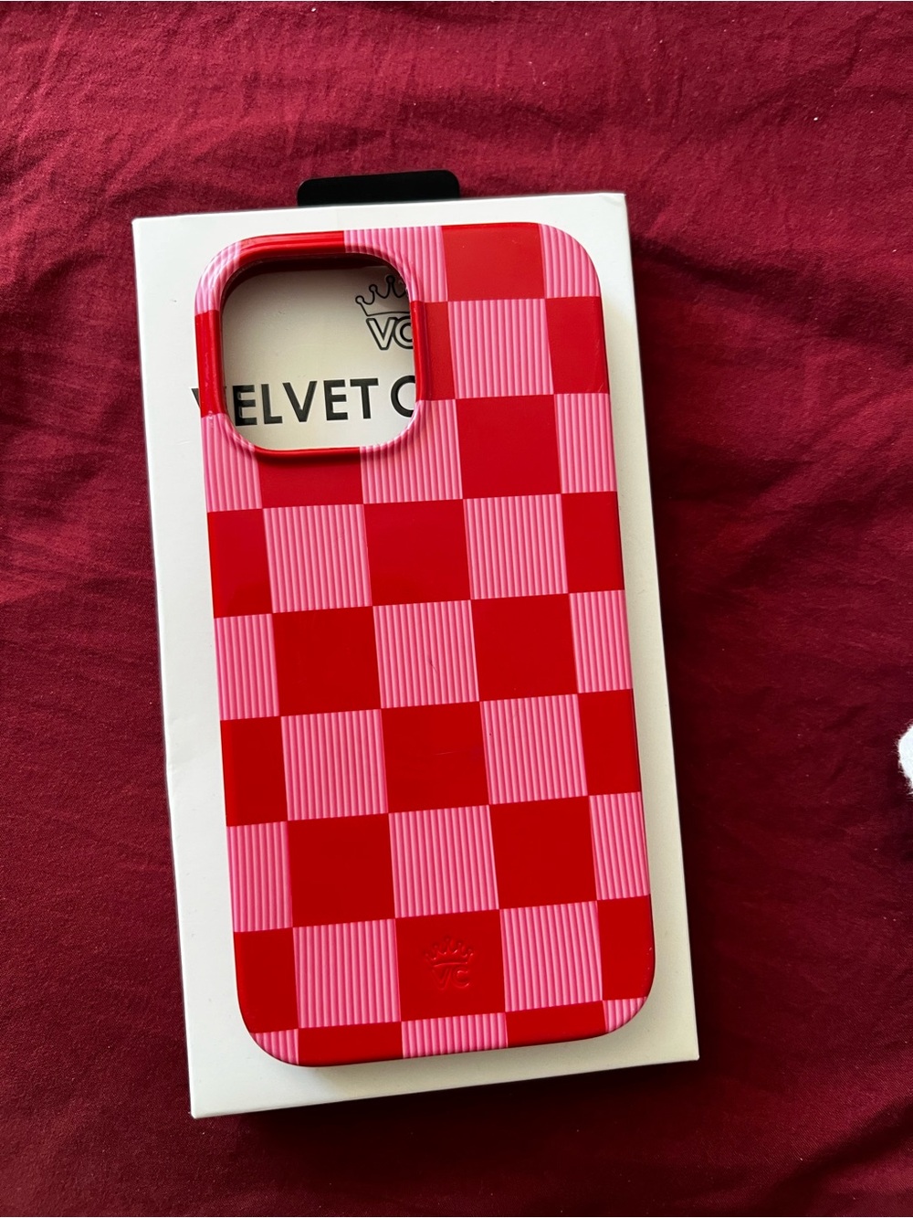 Velvet Caviar Red and Pink Checkerboard iPhone Case